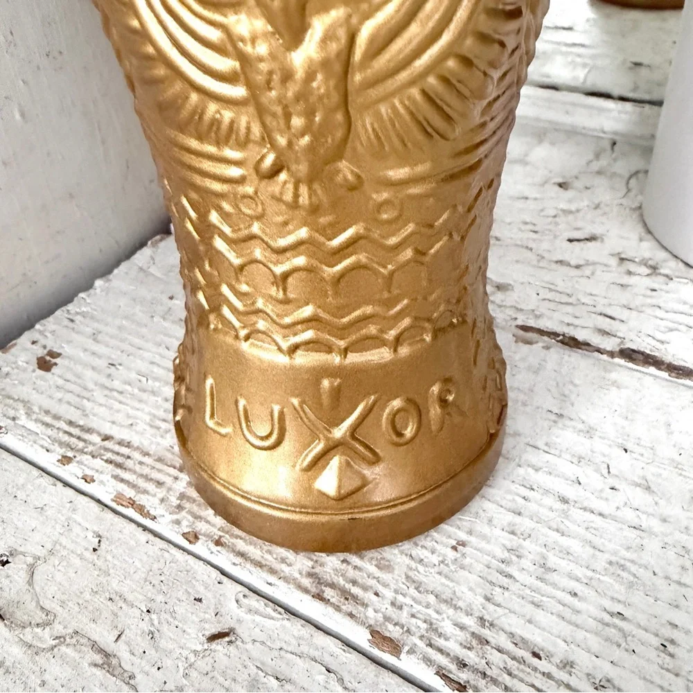 Vintage Egyptian Mummy Glass Flower Vase Hand Blown Luxor Las Vegas King Tut 9”